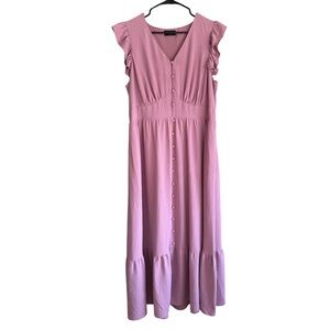 Lane Bryant Mauve Midi Dress with Ruffles